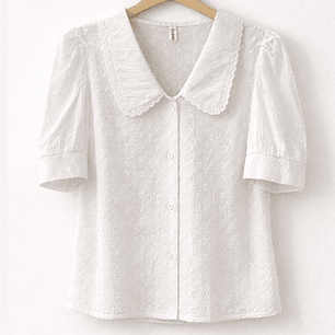 Blusa blanca Broderie con cuello