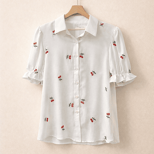 Blusa cerezas con cuello