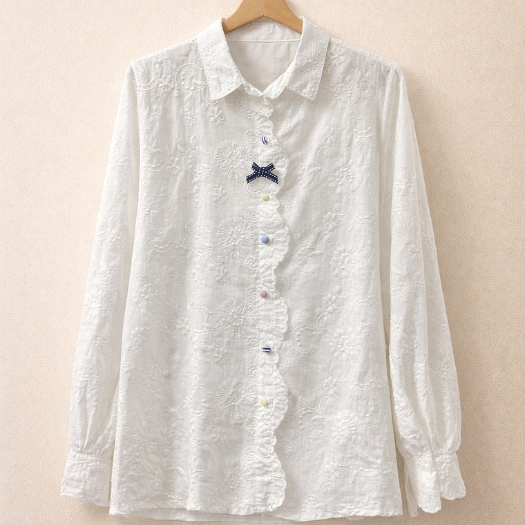Blusa bordada y botones de colores  1