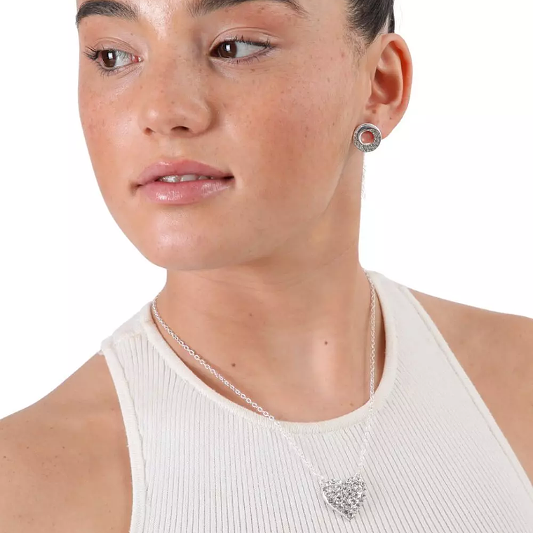 Conjunto collar y aros corazón con cristales 2
