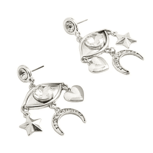 Aros colgantes místicos con ojo, luna y estrella