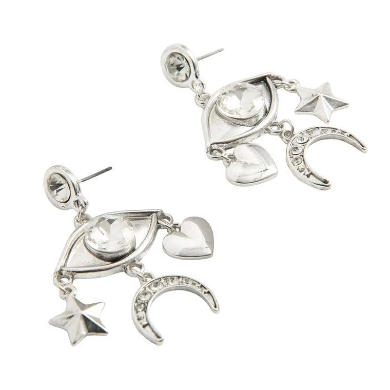 Aros colgantes místicos con ojo, luna y estrella 1