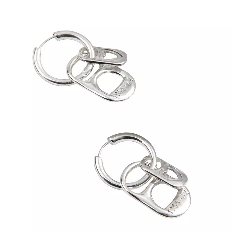 Aros plateados con diseño tipo eslabón 1