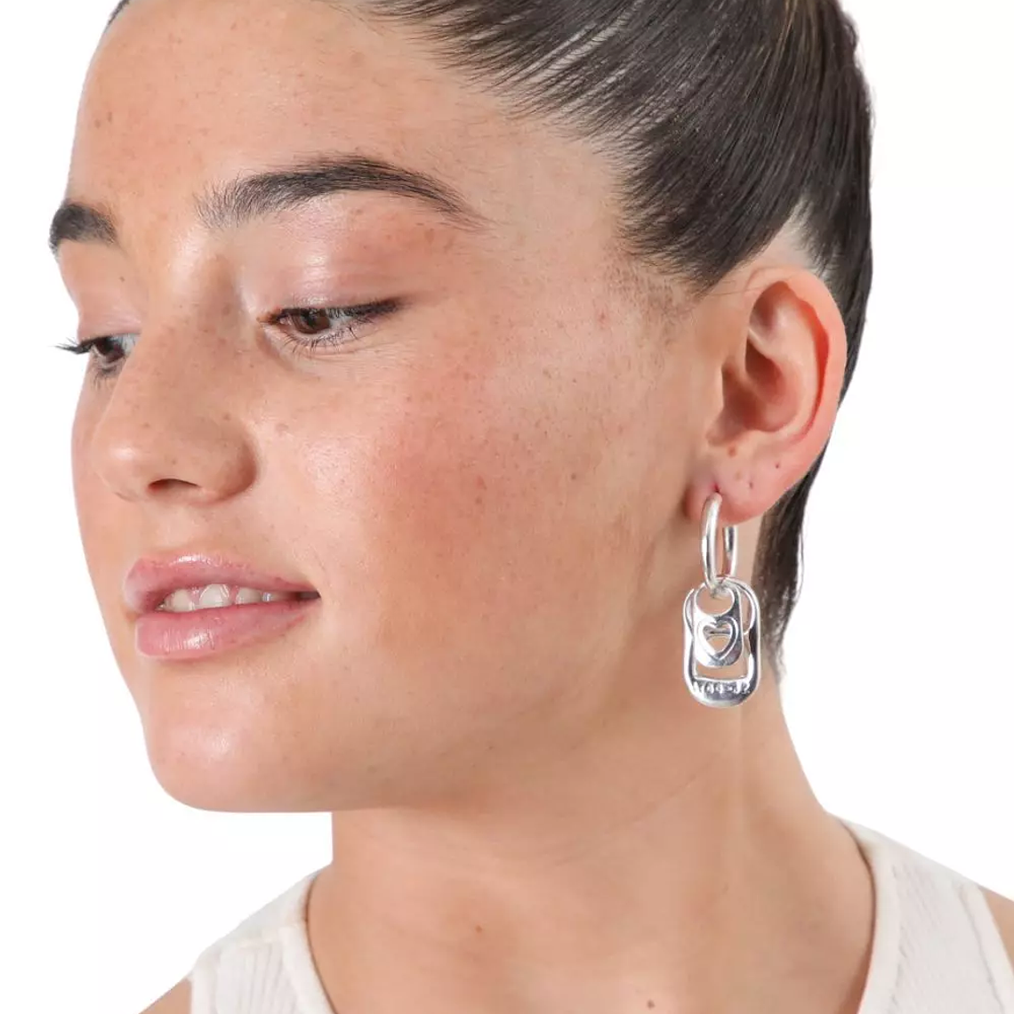 Aros plateados con diseño tipo eslabón 2