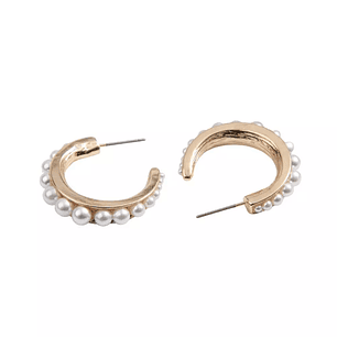 Aros argolla dorados con perlas