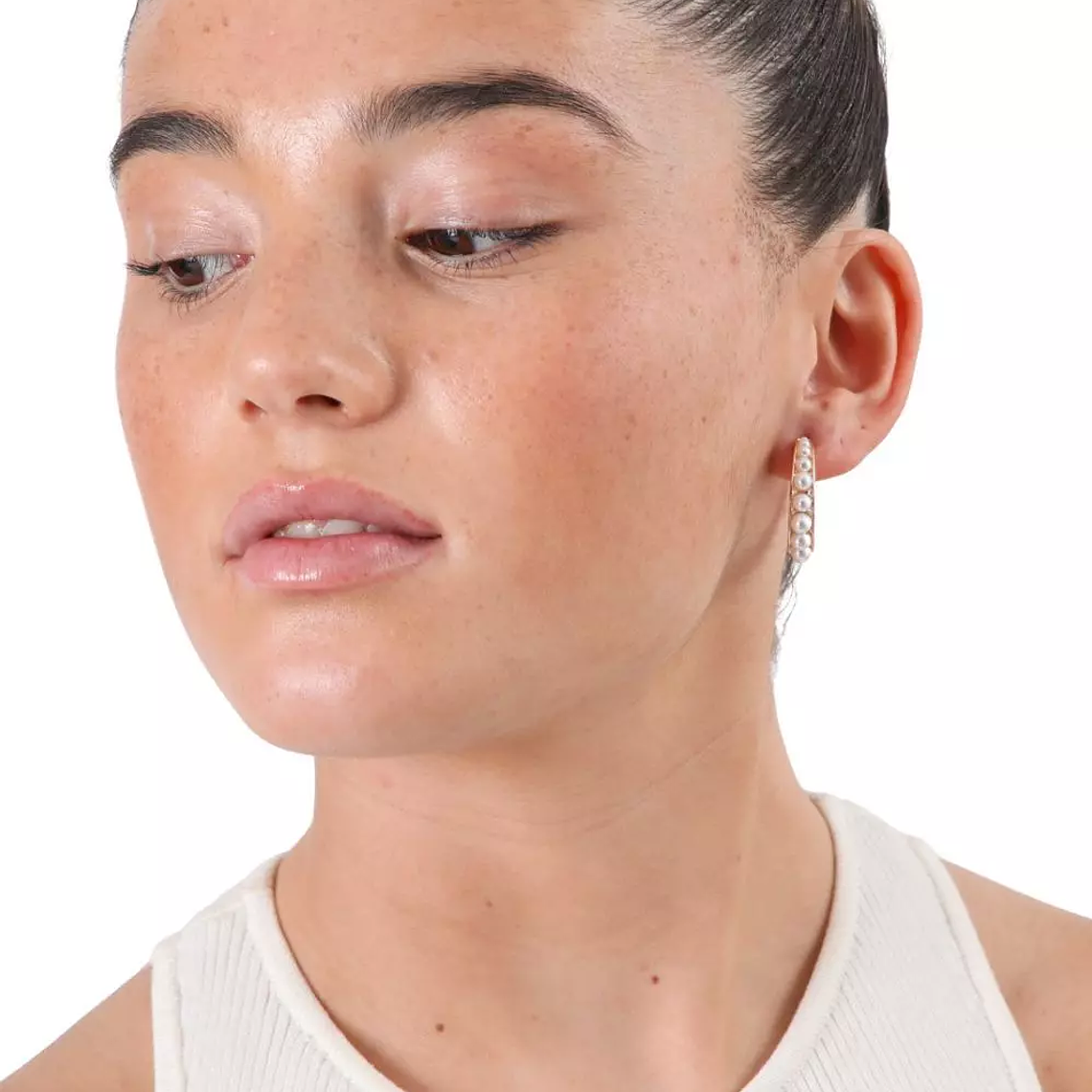 Aros argolla dorados con perlas 2