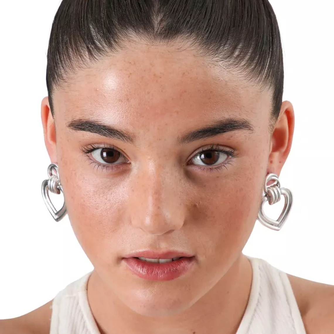 Aros plateados corazón entrelazado 2