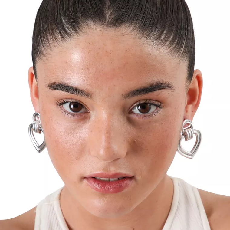 Aros plateados corazón entrelazado 2