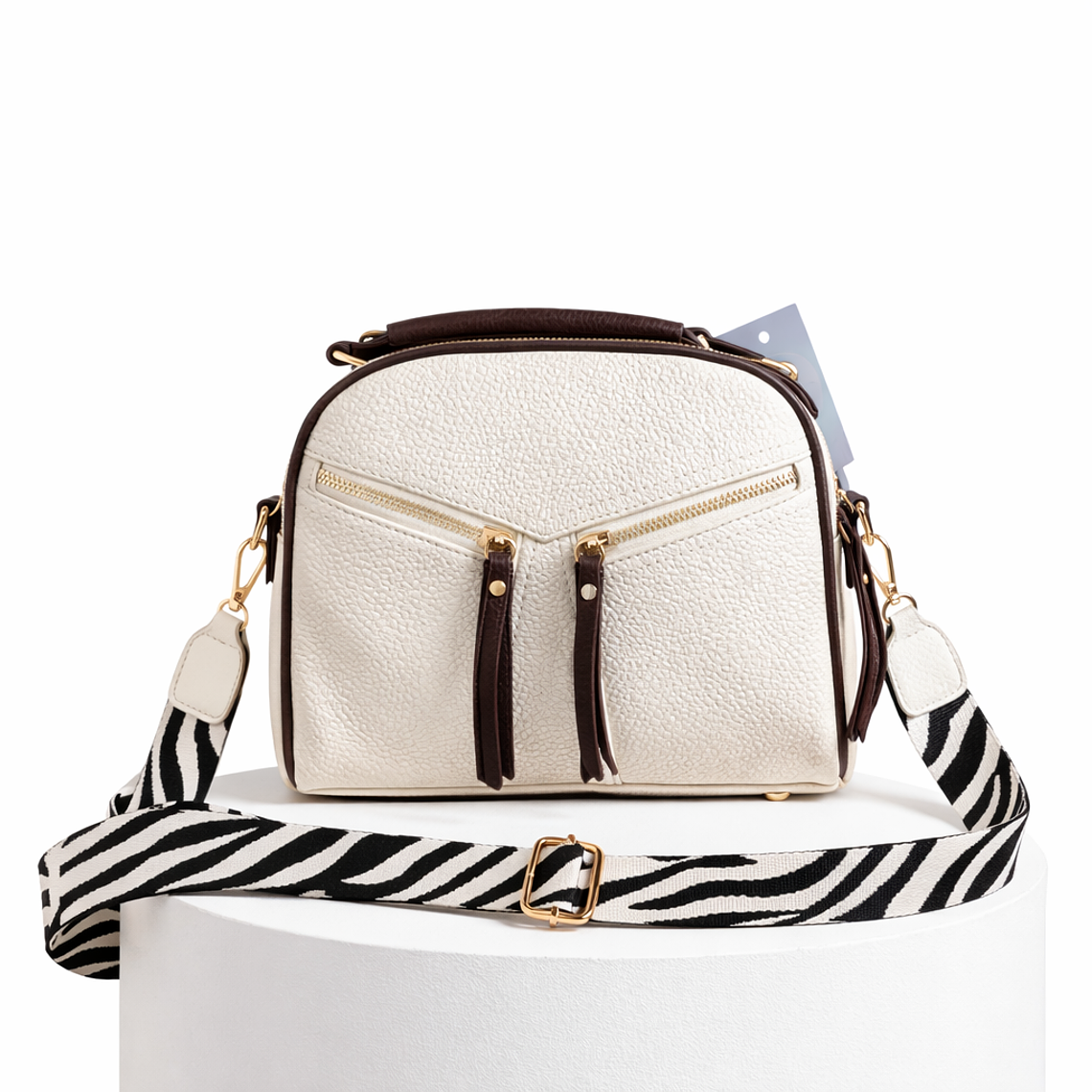 Cartera Crema con Doble Cierre Frontal 1