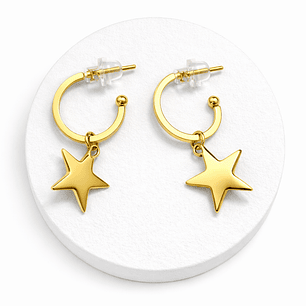 Argollas Estrella Dorada en Acero