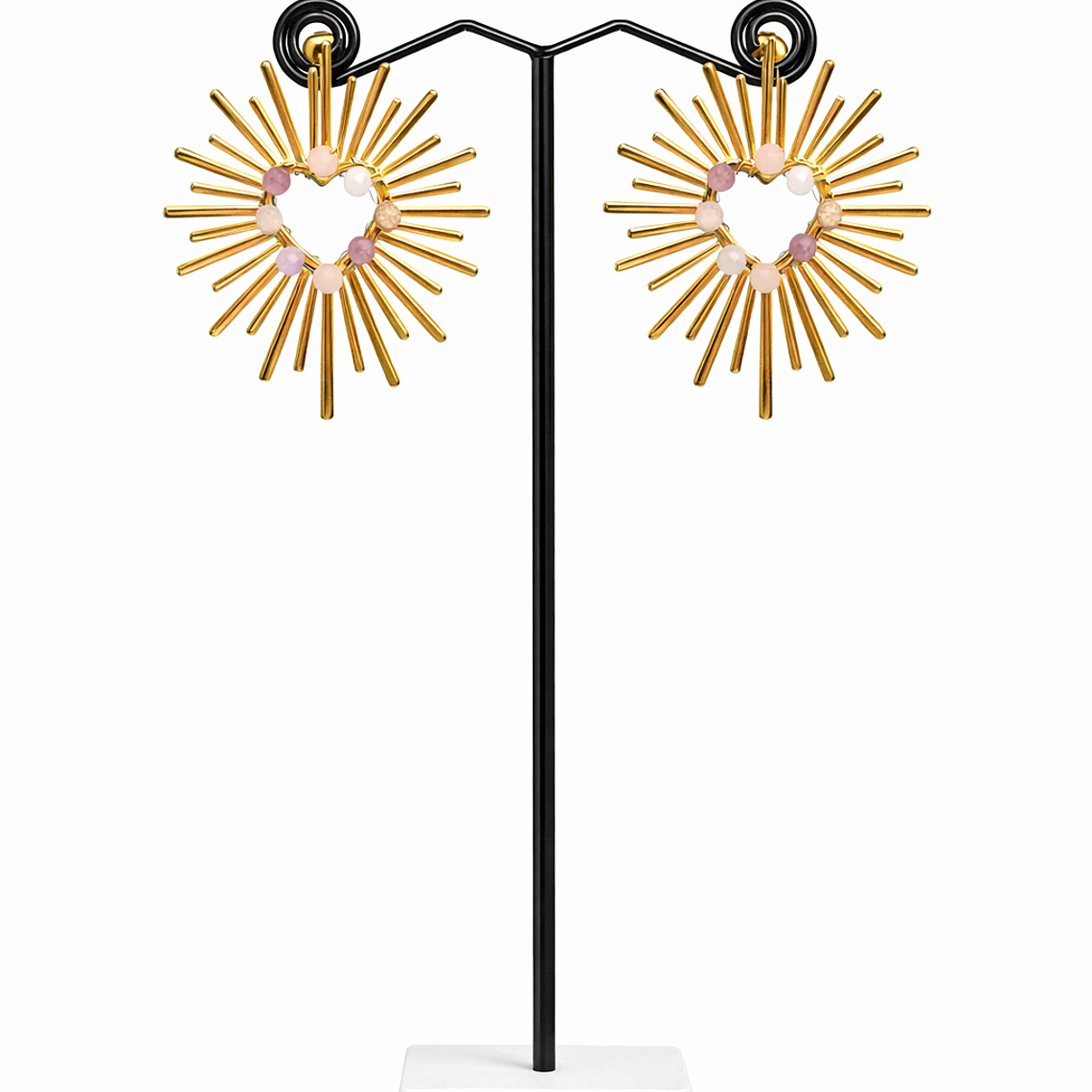 Aros Corazón de acero con Piedras color Pastel  1