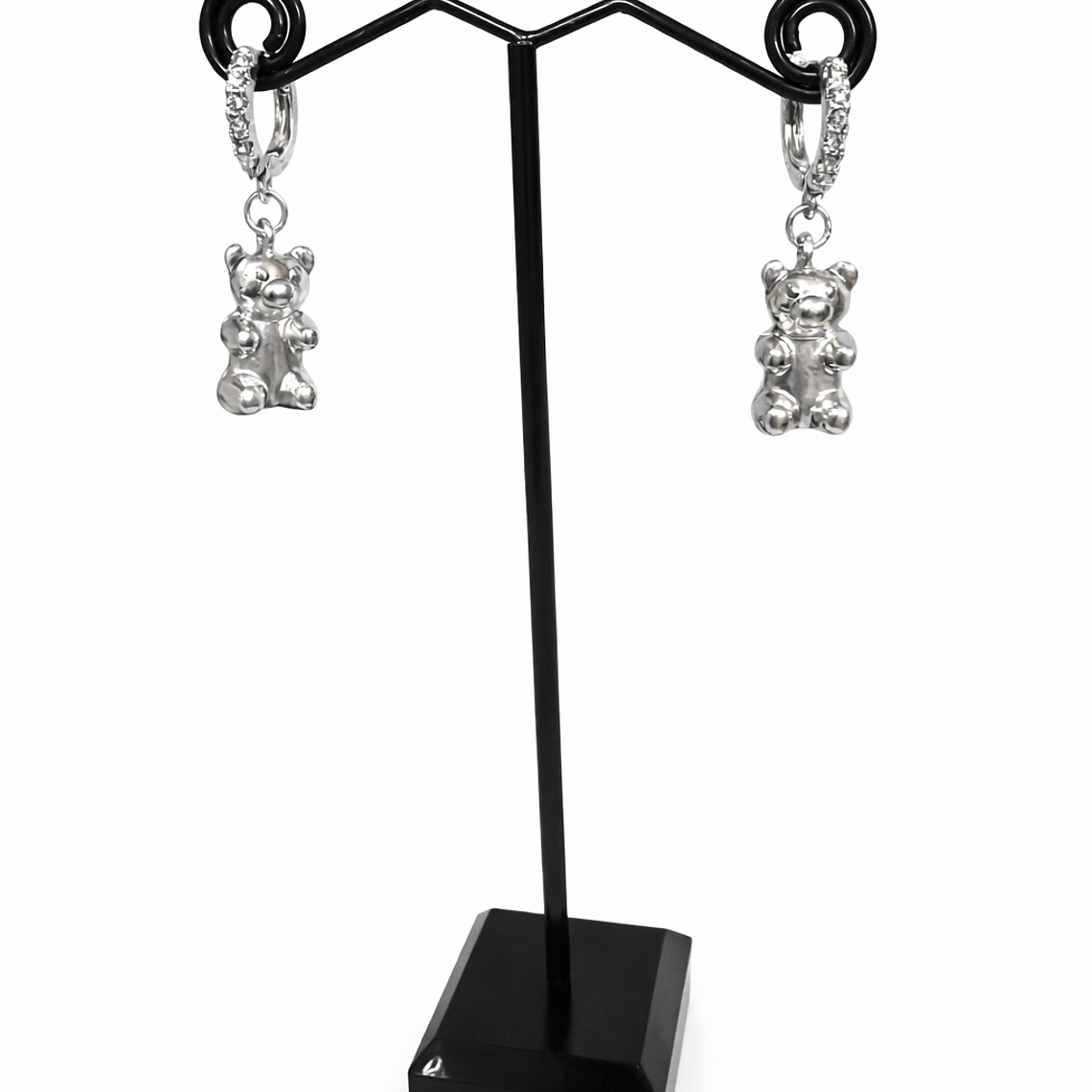 Aros Colgantes Osito Plateado 1