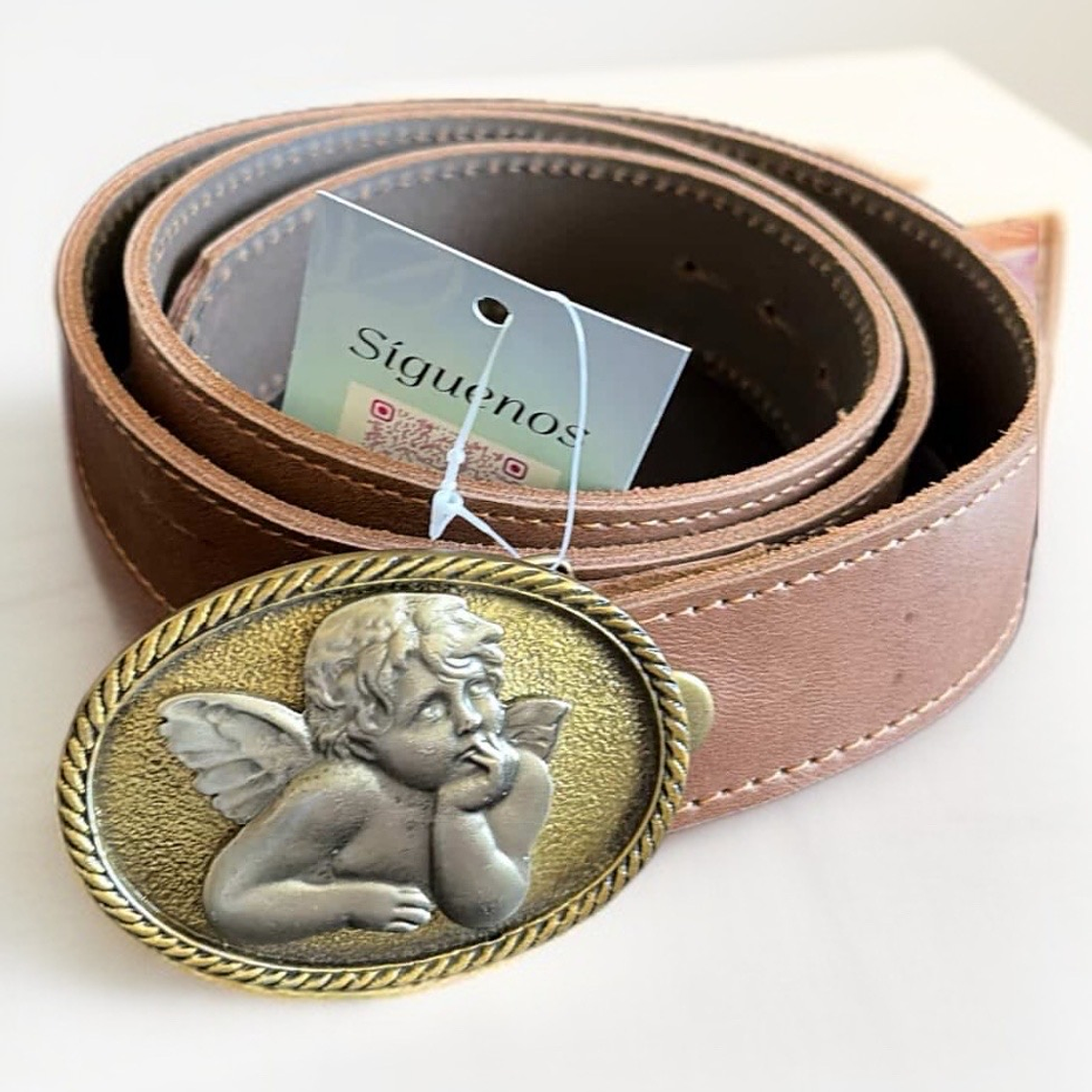 Cinturón Clásico con Hebilla Ángel – Cuero Genuino 1