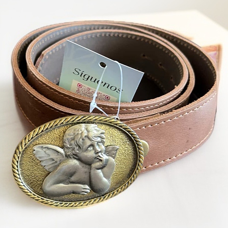 Cinturón Clásico con Hebilla Ángel – Cuero Genuino 1