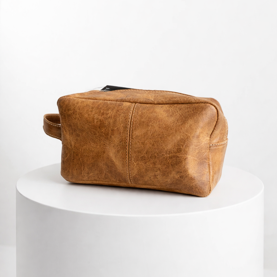 Neceser de Cuero Genuino Color Miel – Hecho a Mano en Chile 1