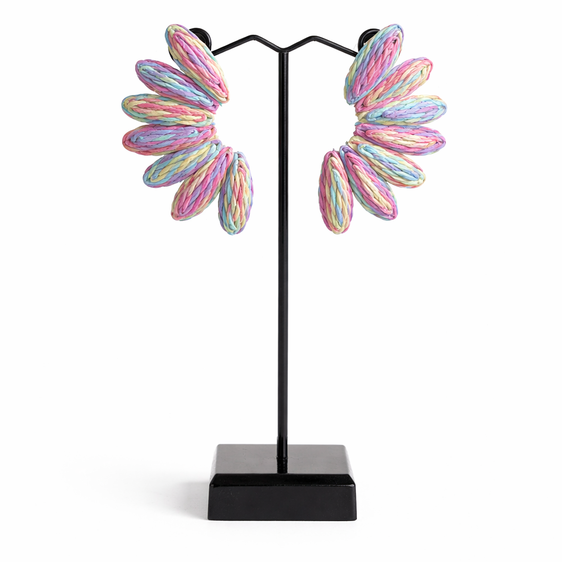 Aros Abanico de Rafia Multicolor Pastel 1