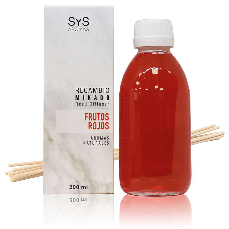 Recarga aroma frutos rojos 200 ML (incluye varillas) 1