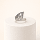 Anillo Ajustable Minimal Hoja – Baño de Plata - Miniatura 1