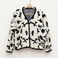 Chaqueta tipo cardigan animal print blanco y negro - Miniatura 1