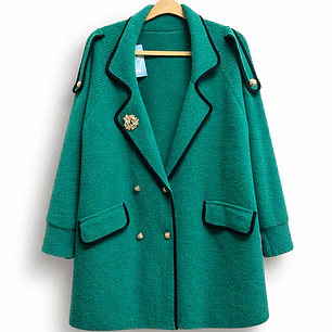 Abrigo elegante verde con detalles