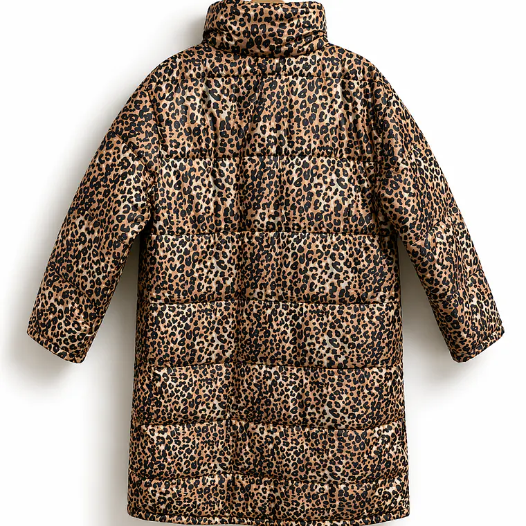 Chaqueta larga acolchada animal print 2
