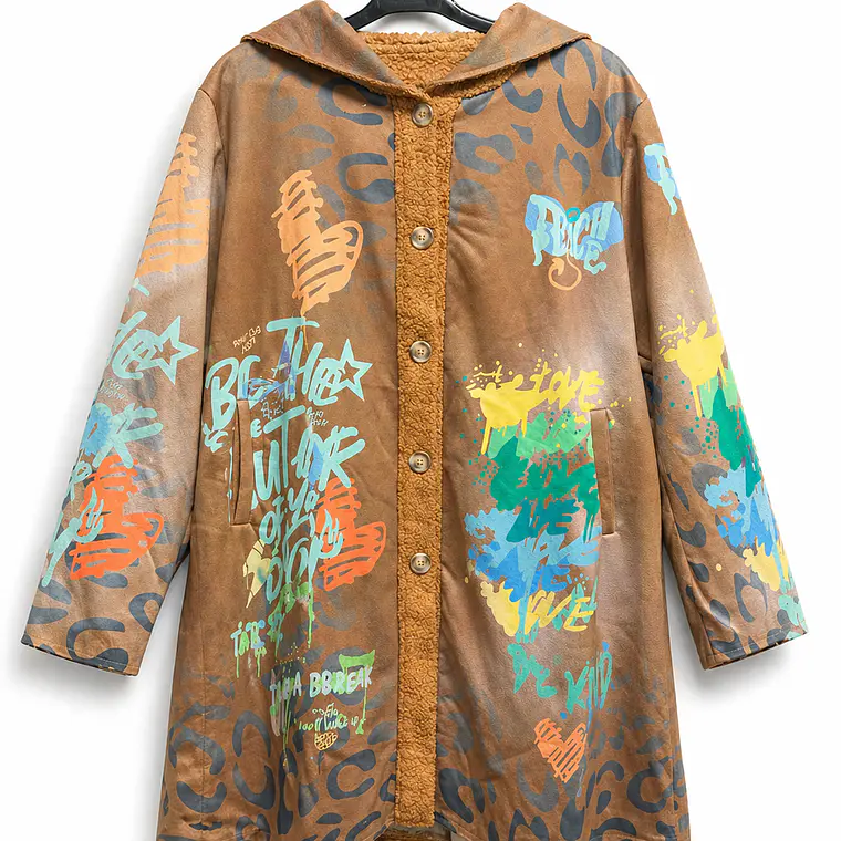 Chaqueta estampada estilo urbano (tono café) 1