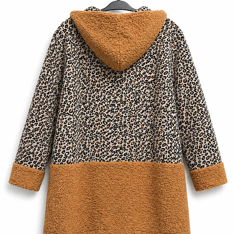 Chaqueta animal print con detalles teddy camel 2