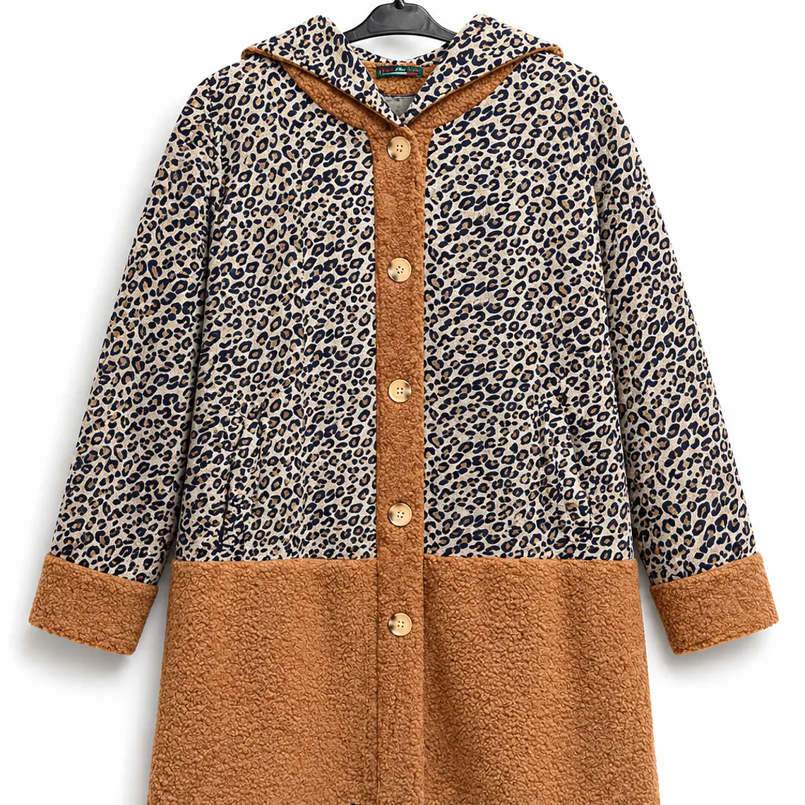 Chaqueta animal print con detalles teddy camel 1