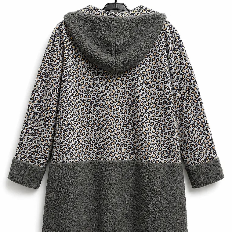 Chaqueta animal print con detalles teddy gris oscuro 2