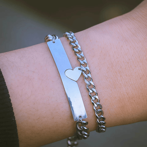 [PAR] Pulseras Rompecabezas de Corazones