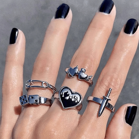 [Set] Anillos Dark Heart Daga Clip