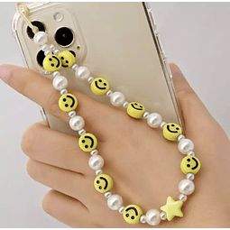 [UNIDAD] Strap Pearl Happy Face (Para Celular) 