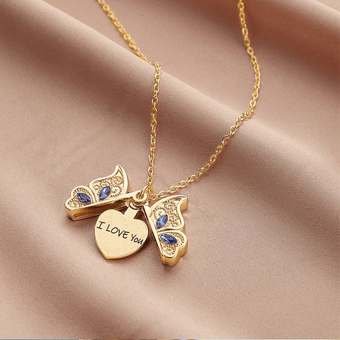 [UNIDAD] Collar Golden Blue Butterfly