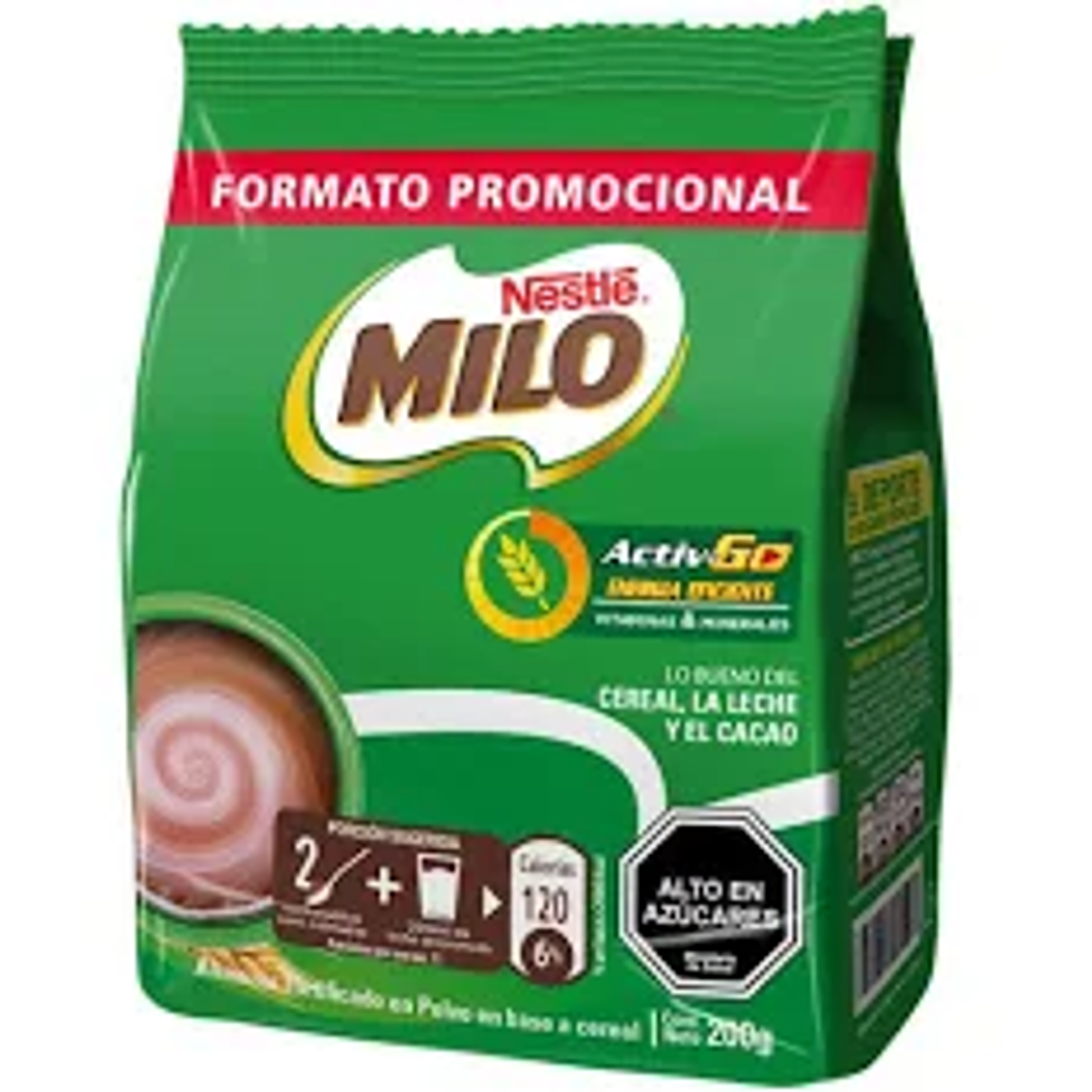 Saborizante para Leche Chocolate 200 g Milo 1