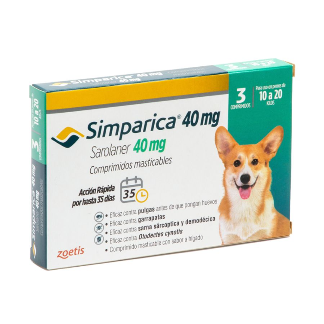 Simparica 40 mg  10 a 20 kg 3 comprimidos 1