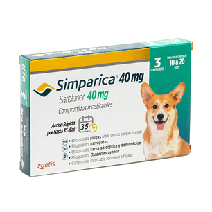 Simparica 40 mg  10 a 20 kg 3 comprimidos
