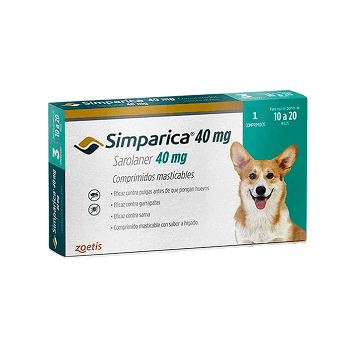 Simparica 40 mg  10 a 20 kg - 1 comprimidos 1