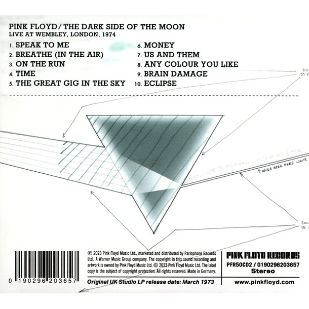Pink Floyd – The Dark Side Of The Moon (Live At Wembley 1974) - Cd - Hecho En Alemania 2