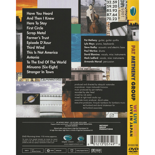 Pat Metheny Group – We Live Here (Live In Japan) - Dvd - NTSC - 2