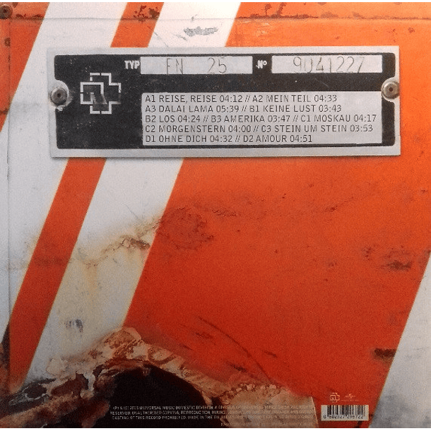 Rammstein – Reise, Reise - 2 Lps - Remasterizado - 180 Gramos - Hecho En Alemania 2
