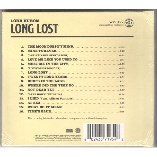 Lord Huron – Long Lost - Cd - Digipack - Hecho En U.S.A. 2