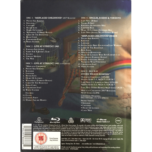 Marillion – Misplaced Childhood - 4 Cds + Blu Ray - Box Set - Mix by Steven Wilson - Deluxe Edition - Hecho En Europa  2