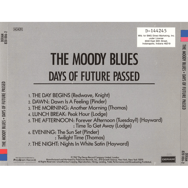 The Moody Blues With The London Festival Orchestra Conducted By Peter Knight – Days Of Future Passed - Cd  2