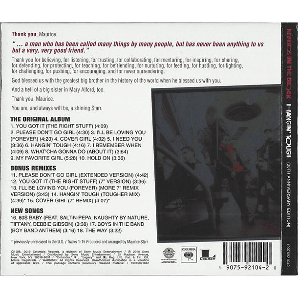 New Kids On The Block – Hangin' Tough - Cd - Bonus Tracks - Edición 30 Años 2