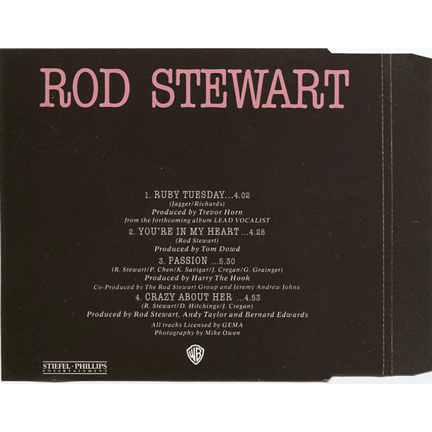 Rod Stewart – Ruby Tuesday - Cd Single - Hecho En Alemania - Usado En Excelente Estado 2