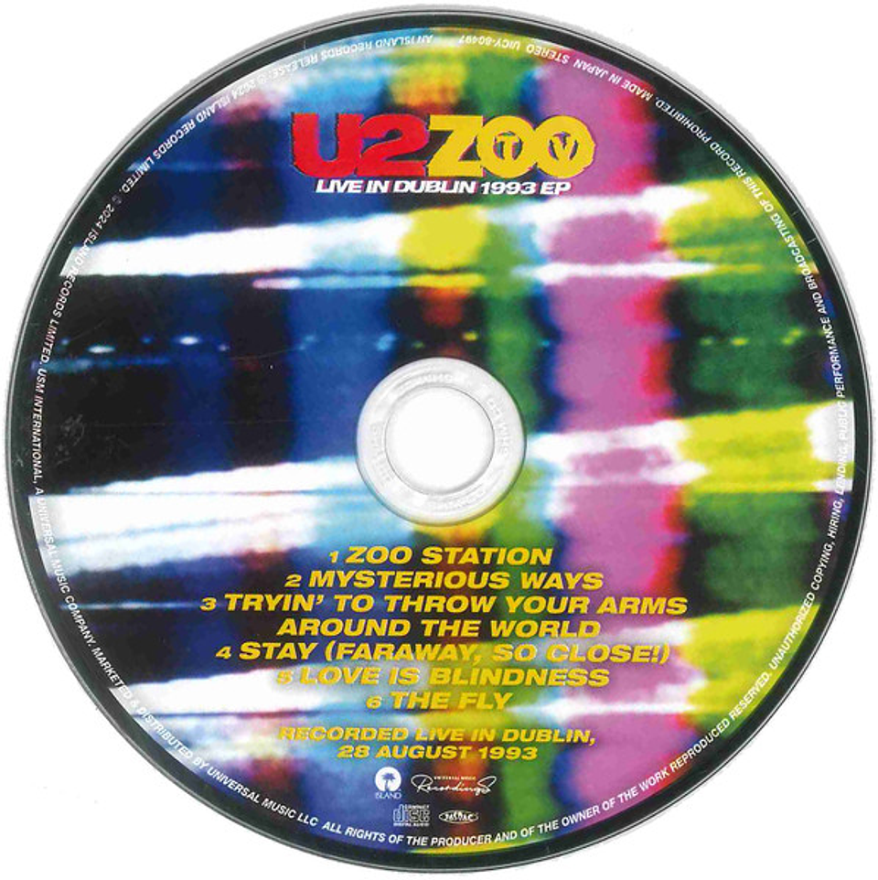 U2 – U2 Zoo TV (Live In Dublin 1993 EP) - Shm Cd - Cd - Hecho En Japón - Nuevo Y Sellado 2