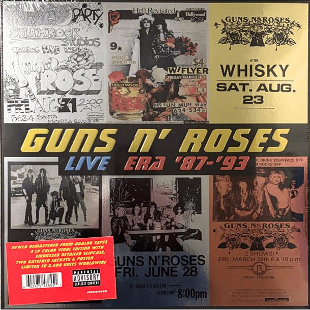 Guns N' Roses – Live Era '87-'93 - 4 Lps Vinilo (Premium Edition) - Color - Deluxe Edition - Edición Limitada - Nuevo Y Sellado 