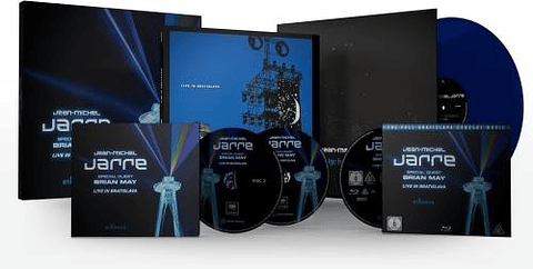 Jean-Michel Jarre Special Guest Brian May – Live In Bratislava - Vinilo 12", 33 ⅓ RPM Azul - 2 CD - Digipak - Blu-ray 4K -  Multicanal - Cofre - Limited Edition - Collector's Edition - Nuevo Y Sellado