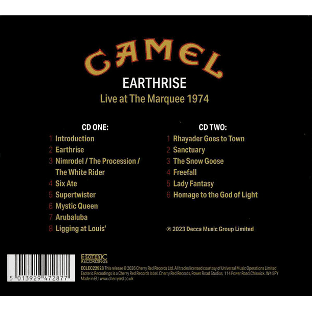 Camel – Earthrise (Live At The Marquee 1974) - 2 CDs - Hecho En Europa - Nuevo Y Sellado 2