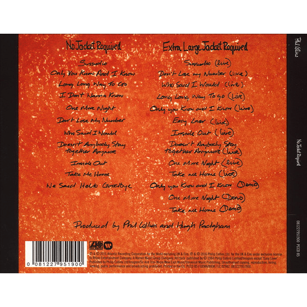 Phil Collins – No Jacket Required - 2 CDs - Deluxe Edition - Hecho En Europa - Nuevo Y Sellado 2